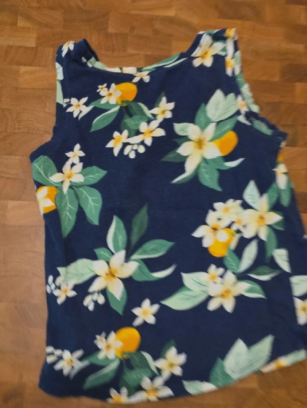 10 / $10 Old Navy Navy Floral Tank with Yellow Lemon Accents